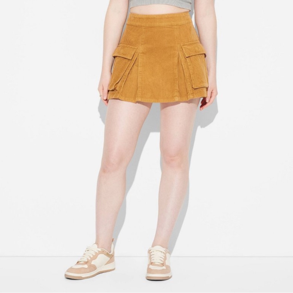 NWT Wild Fable Corduroy Cargo Pleated Mini Skirt